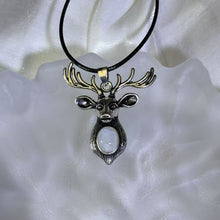 Load image into Gallery viewer, Moonstone Deer Pendant 冰长石月光石镶嵌鹿吊坠项链
