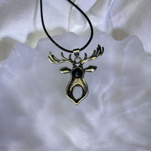 Load image into Gallery viewer, Moonstone Deer Pendant 冰长石月光石镶嵌鹿吊坠项链
