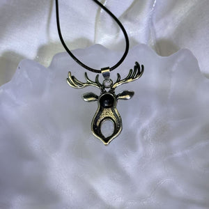 Moonstone Deer Pendant 冰长石月光石镶嵌鹿吊坠项链