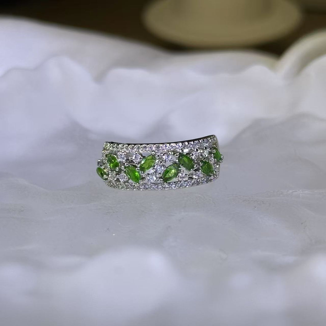 Chrome Diopside Adjustable Ring 透辉石镶嵌活口戒指