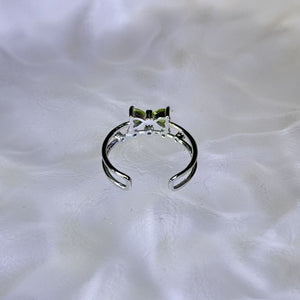 Peridot Bow Adjustable Ring 橄榄石镶嵌蝴蝶结活口戒指