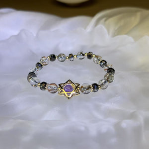 Amethyst Copper Rutilated Quartz Beads Bracelet 紫水晶铜发晶水晶手串