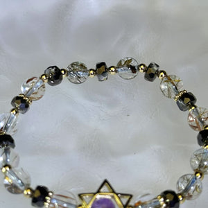 Amethyst Copper Rutilated Quartz Beads Bracelet 紫水晶铜发晶水晶手串