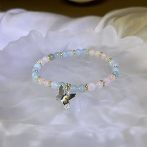 Morganite Aquamarine Beads Bracelet 摩根石海蓝宝手串