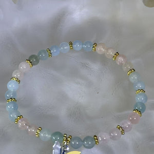 Morganite Aquamarine Beads Bracelet 摩根石海蓝宝手串