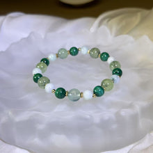 Load image into Gallery viewer, Malachite Green Prehnite Green Jade Beads Bracelet 孔雀石绿色葡萄石糯种豆色翡翠手串
