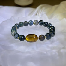 Load image into Gallery viewer, Green Moss Agate Yellow Tiger&#39;s Eye Beads Bracelet 绿色水草玛瑙黄色虎眼石手串
