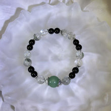 Load image into Gallery viewer, Green Phantom Quartz Obsidian Beads Bracelet 绿色幽灵水晶黑曜石手串
