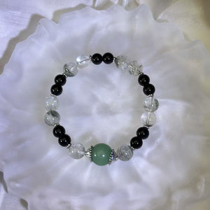 Green Phantom Quartz Obsidian Beads Bracelet 绿色幽灵水晶黑曜石手串