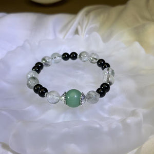 Green Phantom Quartz Obsidian Beads Bracelet 绿色幽灵水晶黑曜石手串