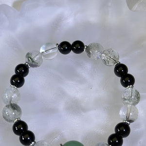 Green Phantom Quartz Obsidian Beads Bracelet 绿色幽灵水晶黑曜石手串