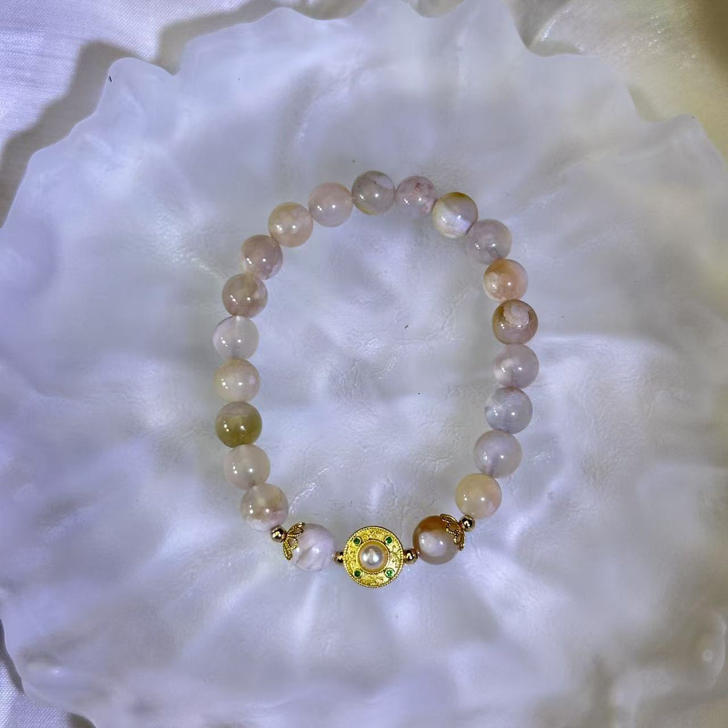 Cherry Blossom Agate Beads Bracelet 樱花玛瑙手串