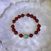 Load image into Gallery viewer, Green Jade Cinnabar Beads Bracelet 糯种油青翡翠紫金砂朱砂手串
