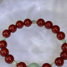 Load image into Gallery viewer, Green Jade Cinnabar Beads Bracelet 糯种油青翡翠紫金砂朱砂手串
