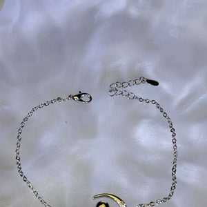 Peridot Moon and Cat Bracelet 橄榄石镶嵌月亮猫手链