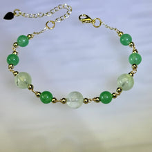 Load image into Gallery viewer, Green Prehnite Green Aventurine Beads Bracelet 绿色葡萄石绿色东陵玉珠链手链
