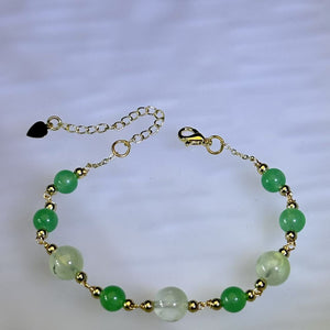 Green Prehnite Green Aventurine Beads Bracelet 绿色葡萄石绿色东陵玉珠链手链