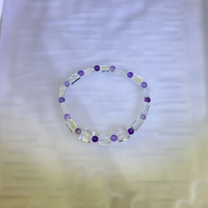 Clear Quartz Amethyst Beads Bracelet 白水晶紫水晶手串