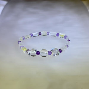 Clear Quartz Amethyst Beads Bracelet 白水晶紫水晶手串