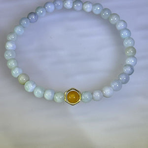 Green Yellow Jade Beads Bracelet 糯种豆色黄翡翡翠手串