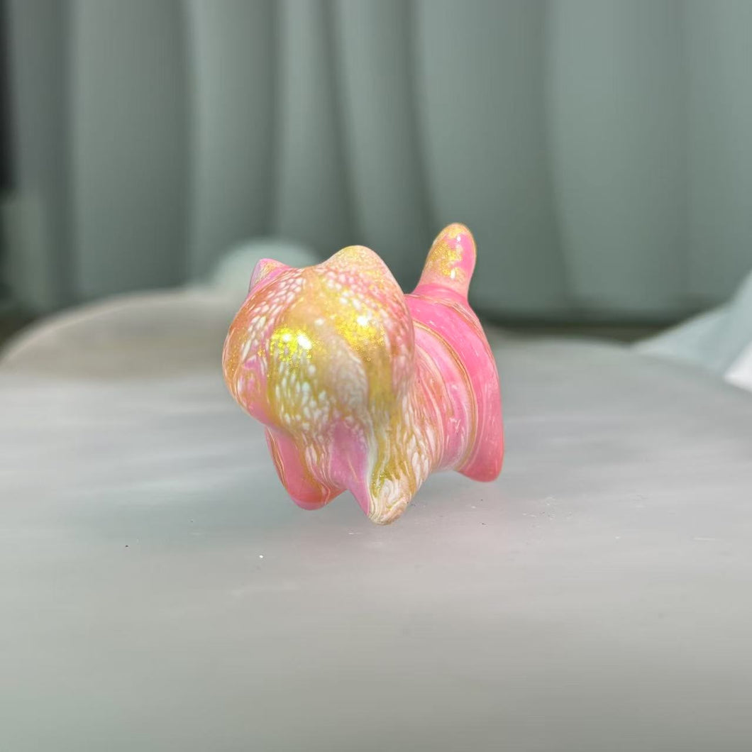Chinese Lacquer Cypress Cat 桧木大漆小猫