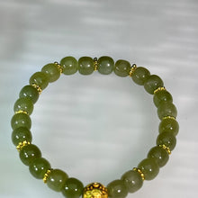 Load image into Gallery viewer, Green Nephrite Greenstone Beads Bracelet 青黄口和田玉手串
