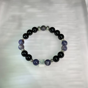 Iolite Obsidian Beads Bracelet 堇青石黑曜石手串