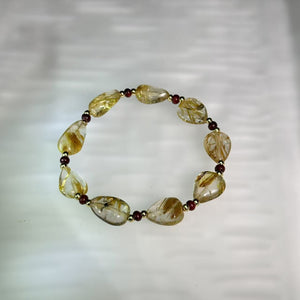 Golden Rutilated Quartz Beads Bracelet 金发晶水晶手串