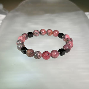 Rhodonite Blackwood Beads Bracelet 蔷薇辉黑檀木手串