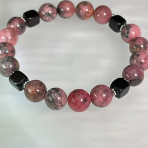 Rhodonite Blackwood Beads Bracelet 蔷薇辉黑檀木手串