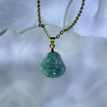 Load image into Gallery viewer, Blue Jade Laughing Buddha Pendant Necklace 糯种蓝水翡翠弥勒佛吊坠项链
