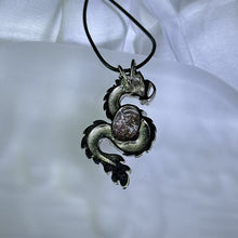 Load image into Gallery viewer, Phantom Quartz Dragon Pendant Necklace 幽灵水晶镶嵌神龙吊坠项链
