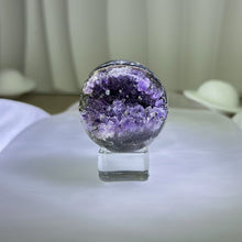 将图片加载到图库查看器，Amethyst Geode Crystal Ball 紫水晶开口笑水晶球
