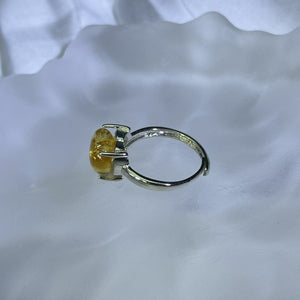 Citrine Love Heart Adjustable Ring 黄水晶爱心镶嵌活口戒指