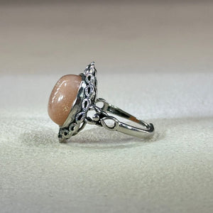 Orange Sunstone Adjustable Ring 橙色太阳石镶嵌活口戒指