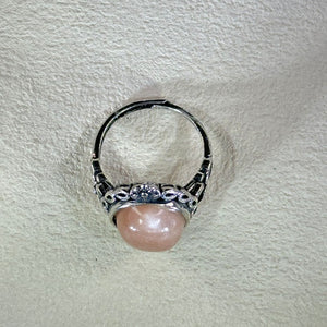 Orange Sunstone Adjustable Ring 橙色太阳石镶嵌活口戒指