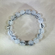 将图片加载到图库查看器，Black Tourmalined Quartz Beads Bracelet 黑发晶水晶手串
