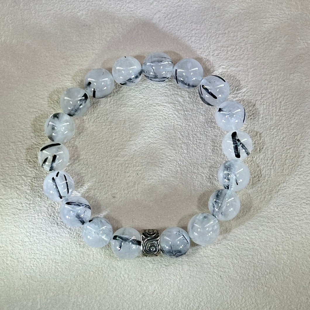 Black Tourmalined Quartz Beads Bracelet 黑发晶水晶手串