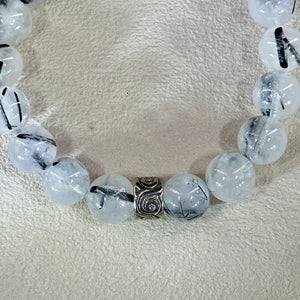 Black Tourmalined Quartz Beads Bracelet 黑发晶水晶手串