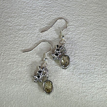 将图片加载到图库查看器，925 Silver Citrine Teddy Bear Earrings 黄水晶镶嵌小熊银耳钩
