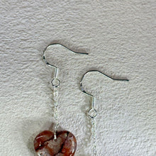 将图片加载到图库查看器，925 Silver Red Hematoid Quartz Love Heart Earrings 红胶花水晶爱心银耳钩
