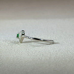 Emerald Love Heart Adjustable Ring 祖母绿绿宝石镶嵌爱心活口戒指