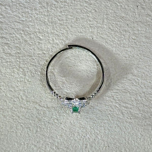 Emerald Love Heart Adjustable Ring 祖母绿绿宝石镶嵌爱心活口戒指