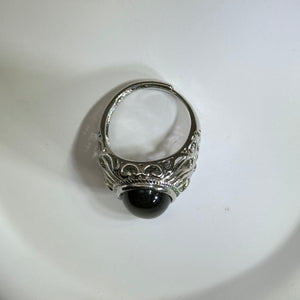 Golden Sheen Obsidian Adjustable Ring 金眼黑曜石镶嵌活口戒指