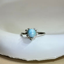 将图片加载到图库查看器，Larimar Adjustable Ring 海纹石镶嵌活口戒指
