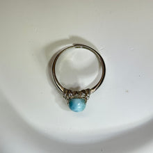 将图片加载到图库查看器，Larimar Adjustable Ring 海纹石镶嵌活口戒指
