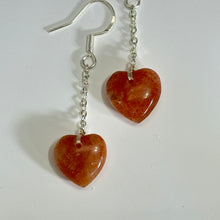 Load image into Gallery viewer, 925 Silver Golden Strawberry Quartz Love Heart Earrings 金草莓水晶爱心银耳钩
