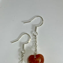 Load image into Gallery viewer, 925 Silver Golden Strawberry Quartz Love Heart Earrings 金草莓水晶爱心银耳钩
