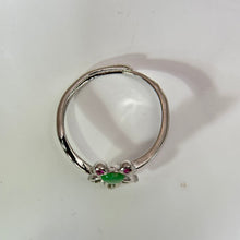 将图片加载到图库查看器，Green Jade Goldfish Adjustable Ring 糯种苹果绿翡翠镶嵌金鱼活口戒指
