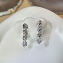 将图片加载到图库查看器，925 Silver Amethyst Earrings 紫水晶镶嵌银耳钉
